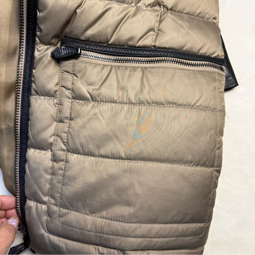 Burberry Leather and Puffer Jacket in Black and Tan - Picture 4 of 6
